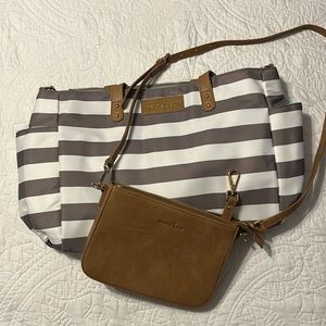 White and Elm largish tote with matching crossbody clutch.